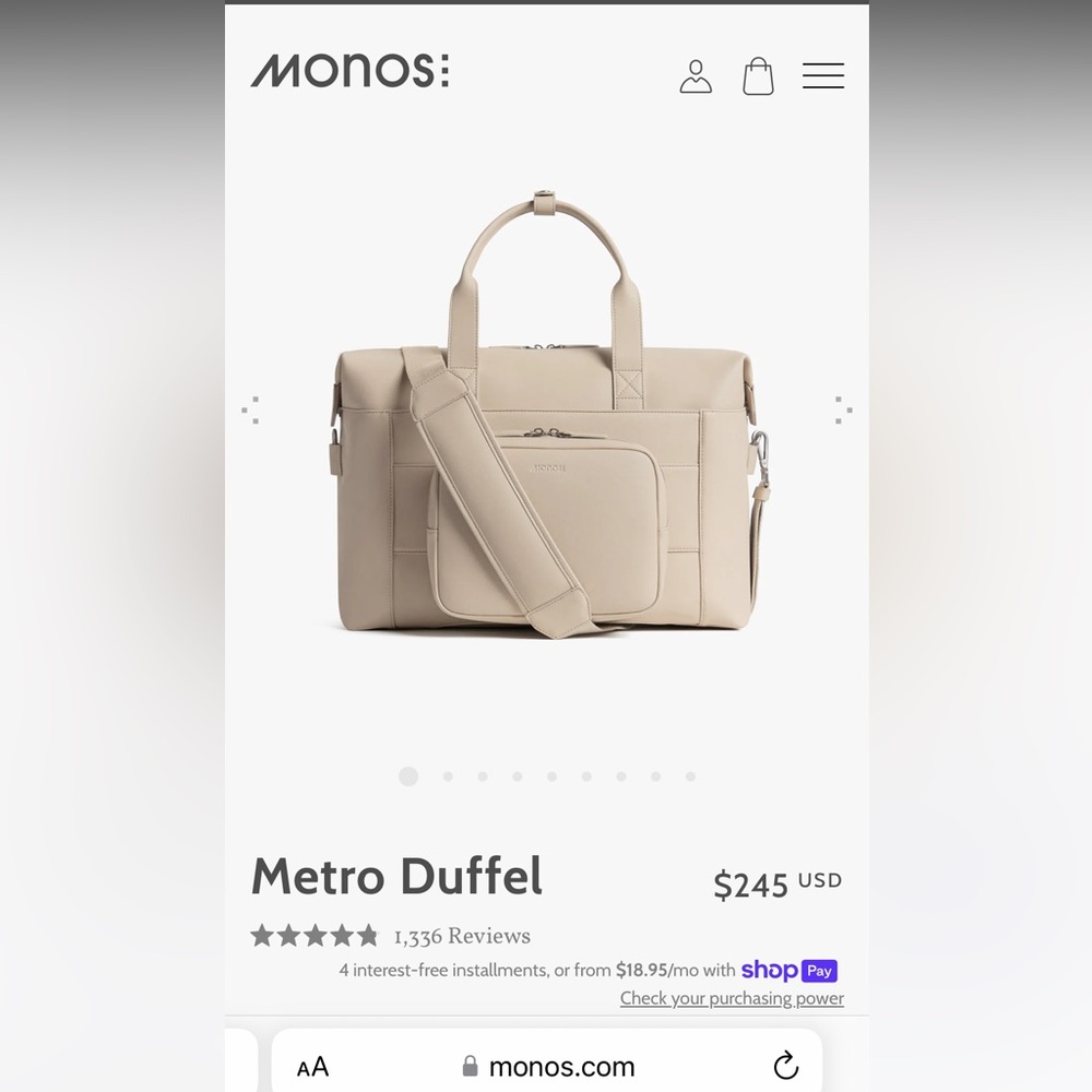 Metro Duffel- Vegan Leather Ivory
